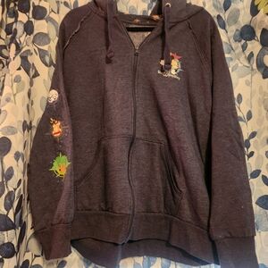 Disney Dark Blue Full-Zip Hoodie with Character Sleeve Patches